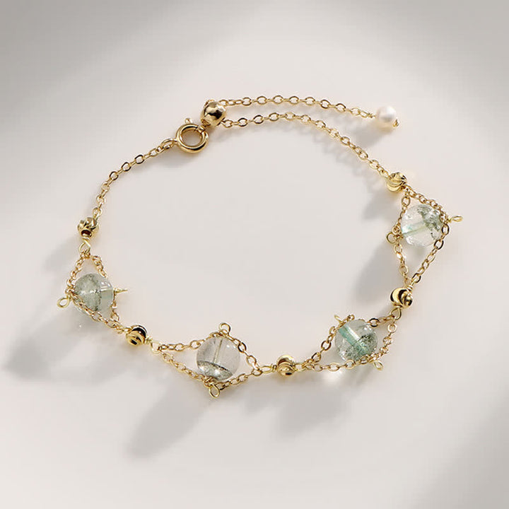 Bracelet en perles de quartz fantôme vert Olivenorma « Lucky »