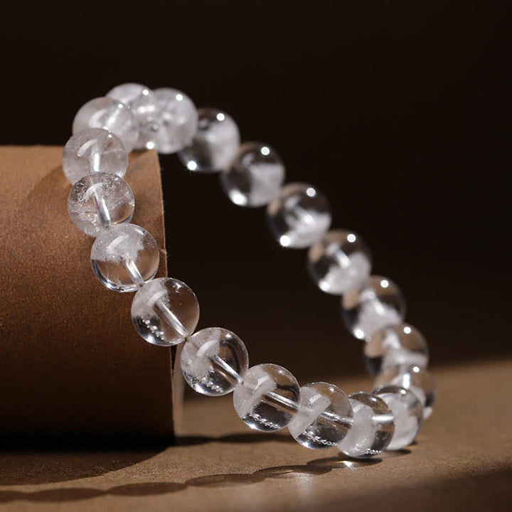 Bracelet en perles de quartz fantôme blanc Olivenorma 7-19 mm