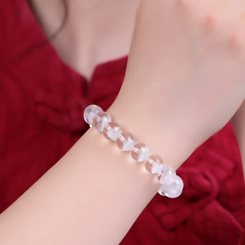 Bracelet en perles de quartz fantôme blanc Olivenorma 7-19 mm