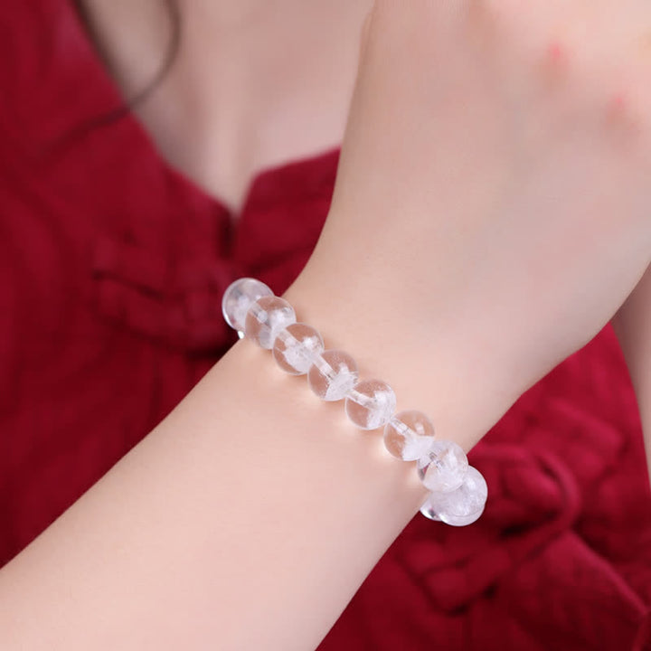 Bracelet en perles de quartz fantôme blanc Olivenorma 7-19 mm