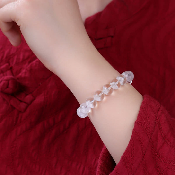 Bracelet en perles de quartz fantôme blanc Olivenorma 7-19 mm