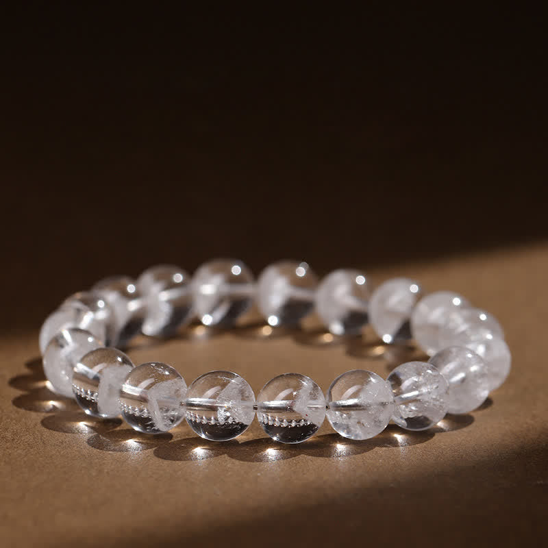 Bracelet en perles de quartz fantôme blanc Olivenorma 7-19 mm