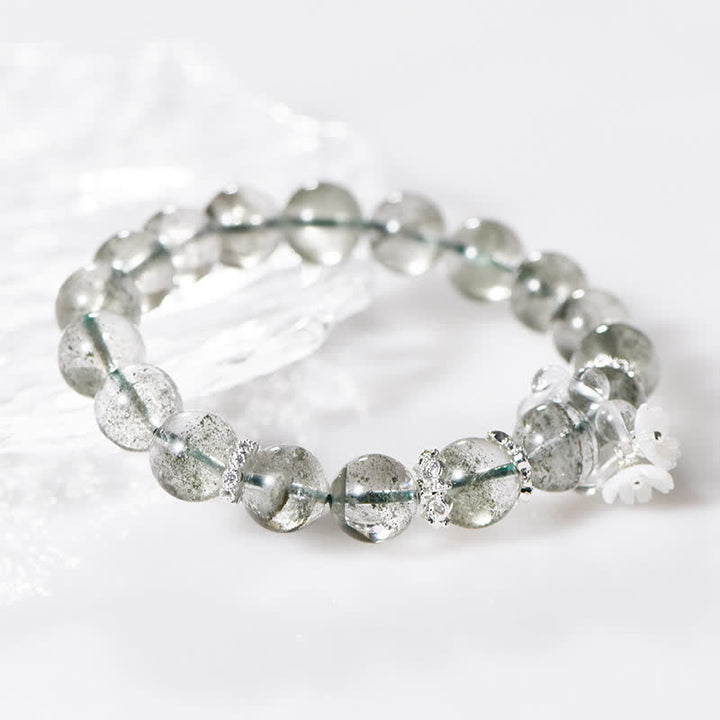 Bracelet en perles de quartz fantôme vert Olivenorma de 10 mm