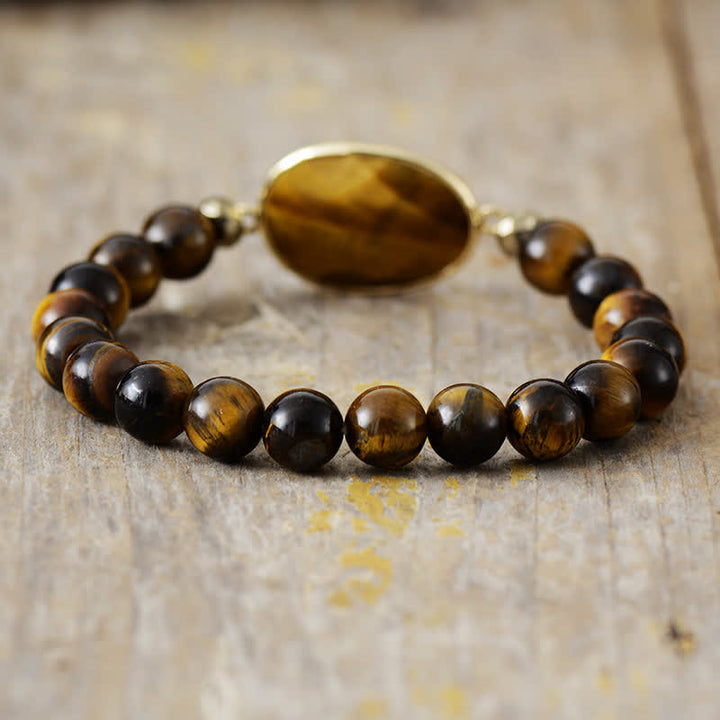 Bracelet en perles d'œil de tigre en rhodochrosite naturelle Olivenorma