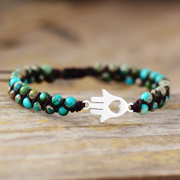Bracelet en alliage de perles de pierre empereur vert turquoise Olivenorma