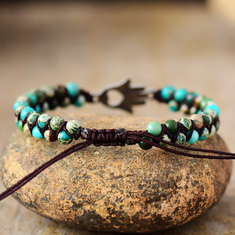 Bracelet en alliage de perles de pierre empereur vert turquoise Olivenorma