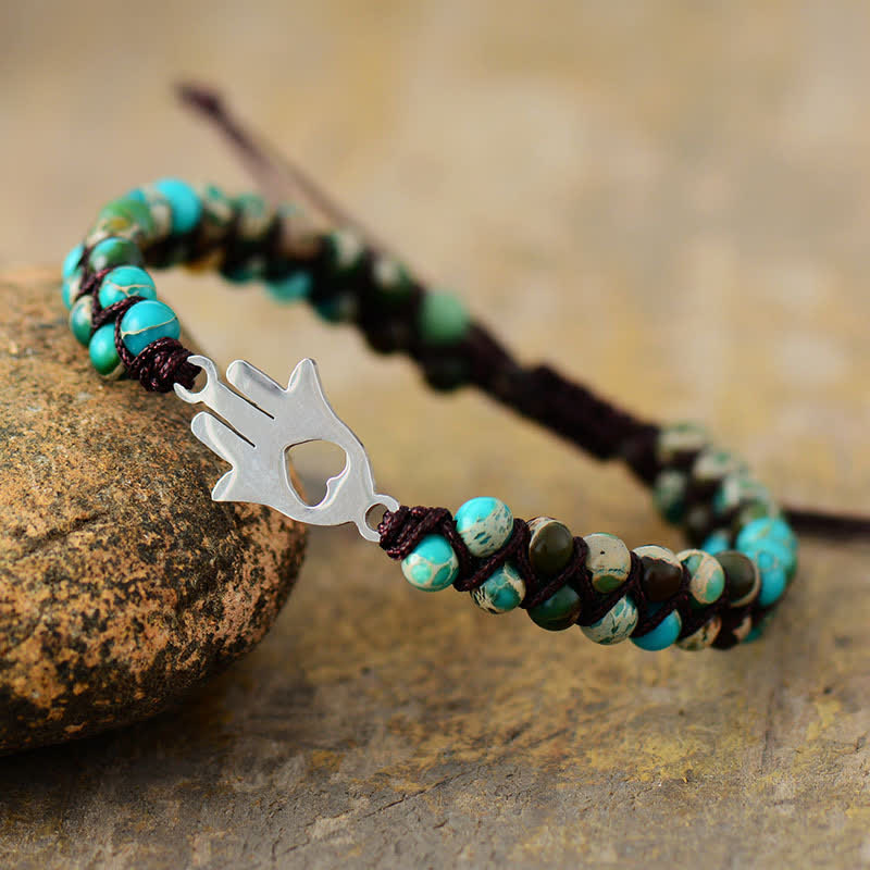 Bracelet en alliage de perles de pierre empereur vert turquoise Olivenorma