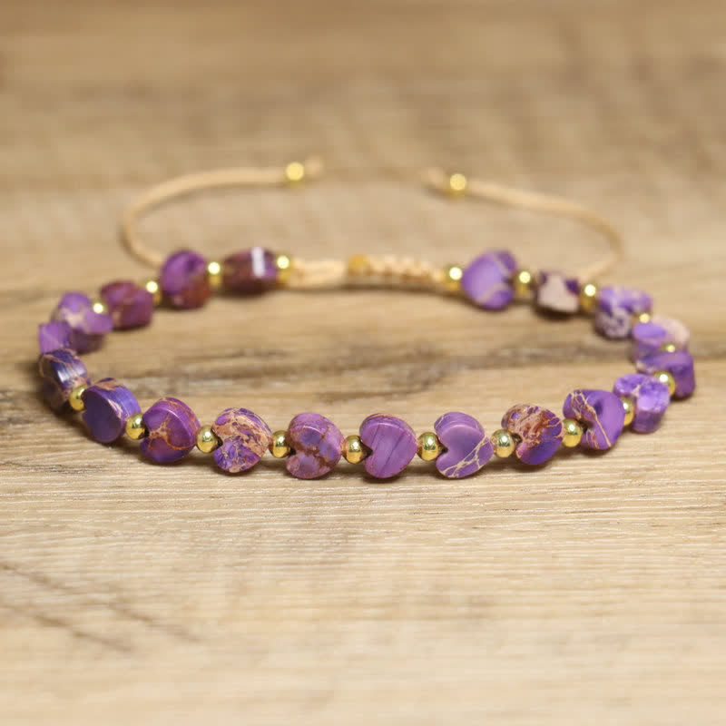 Bracelet de perles en forme de cœur en pierre naturelle de l'empereur Olivenorma