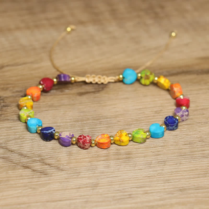 Bracelet de perles en forme de cœur en pierre naturelle de l'empereur Olivenorma
