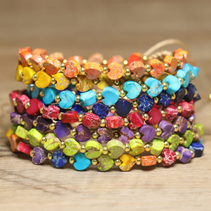 Bracelet de perles en forme de cœur en pierre naturelle de l'empereur Olivenorma
