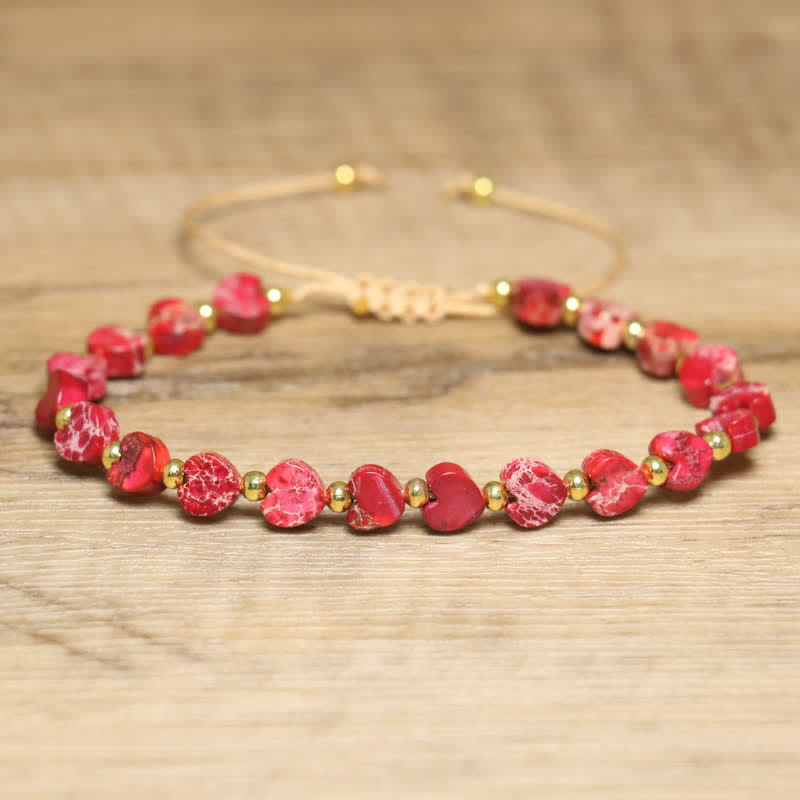 Bracelet de perles en forme de cœur en pierre naturelle de l'empereur Olivenorma