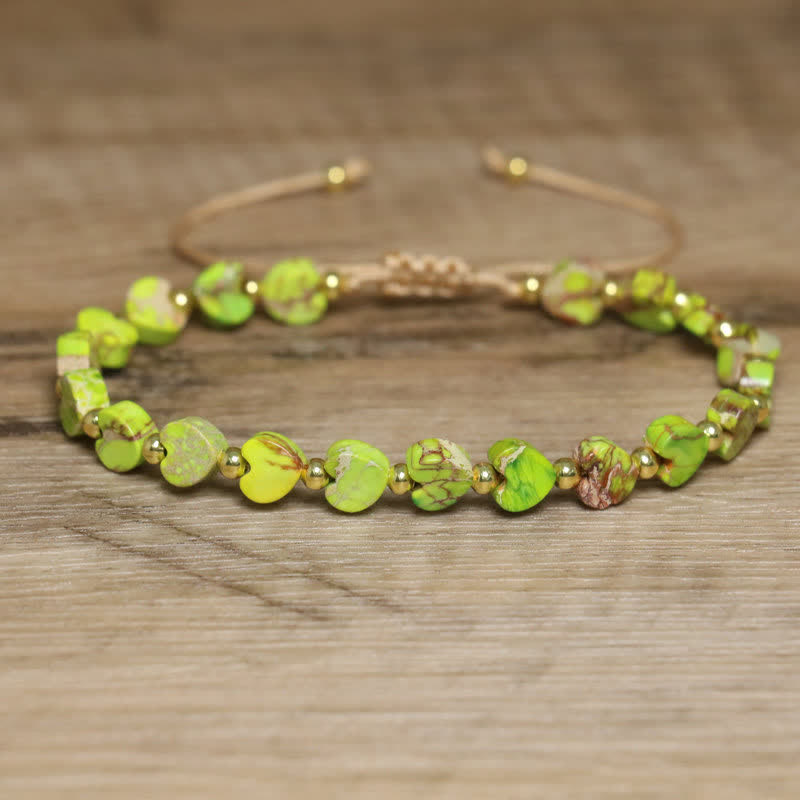 Bracelet de perles en forme de cœur en pierre naturelle de l'empereur Olivenorma