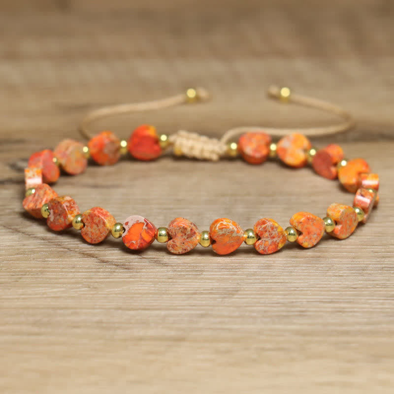 Bracelet de perles en forme de cœur en pierre naturelle de l'empereur Olivenorma