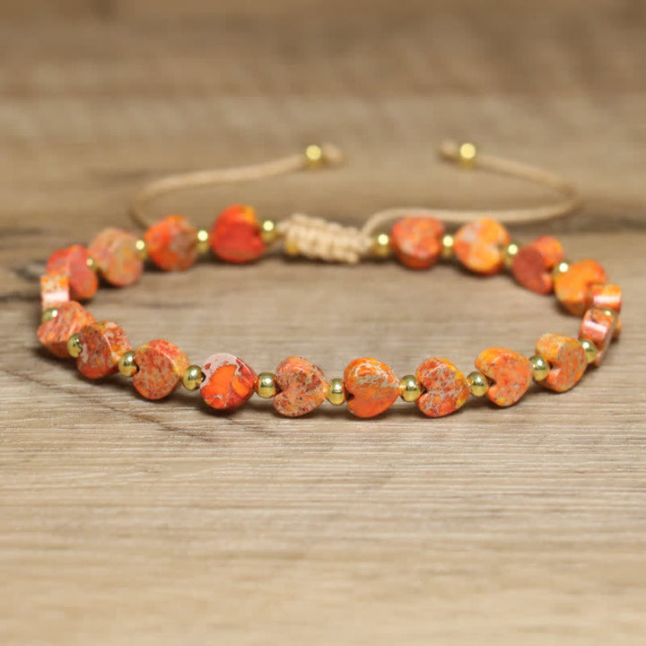 Bracelet de perles en forme de cœur en pierre naturelle de l'empereur Olivenorma