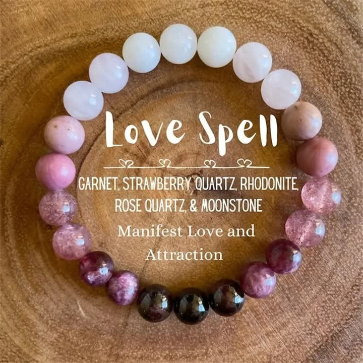Bracelet Olivenorma « Lovers Spell » en quartz fraise et améthyste 8 mm