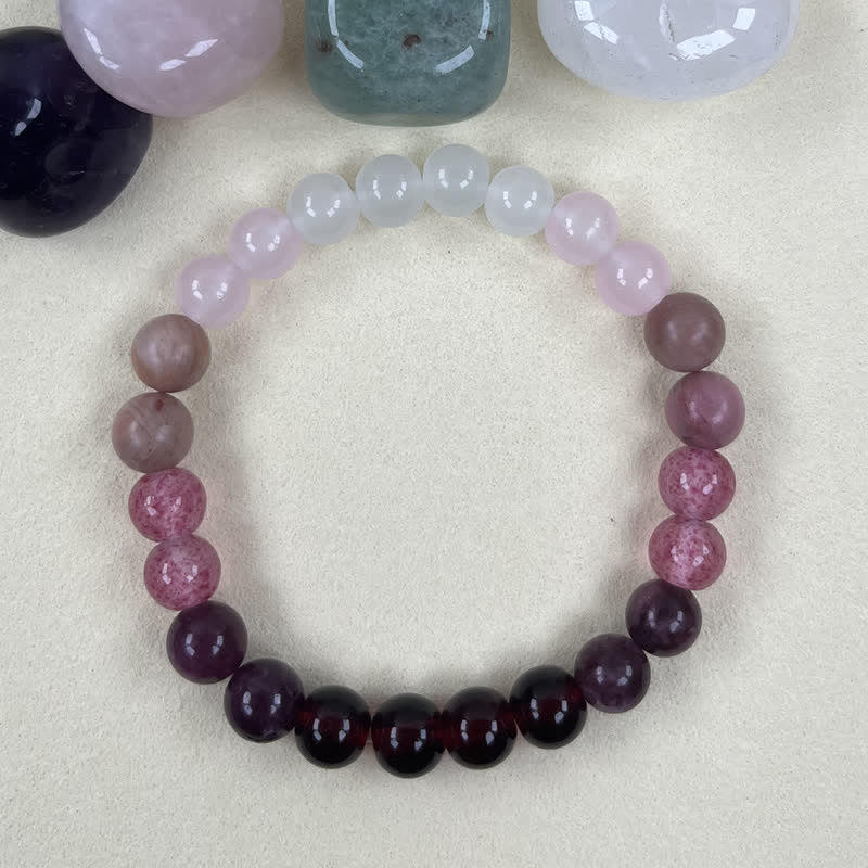 Bracelet Olivenorma « Lovers Spell » en quartz fraise et améthyste 8 mm