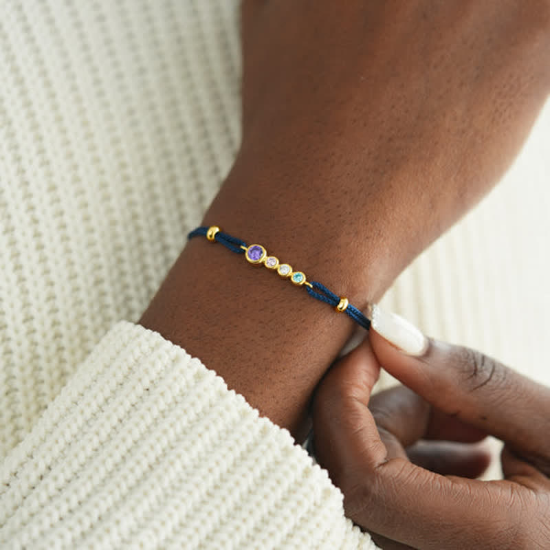 Bracelet personnalisé avec 2 à 7 pierres de naissance Olivenorma 