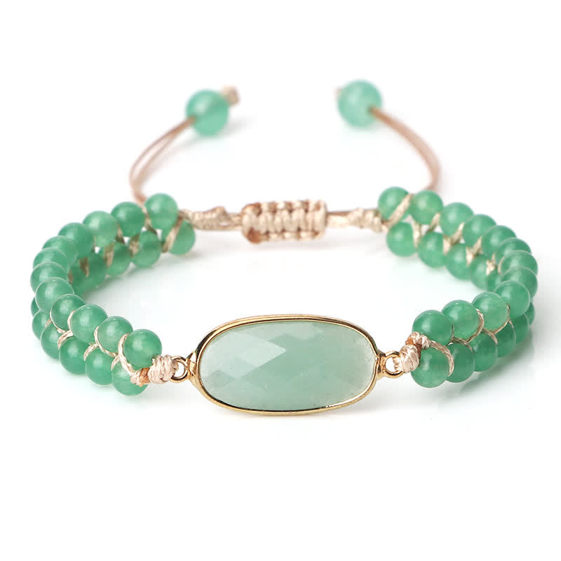 Bracelet tressé à double rangée de perles en pierre naturelle Olivenorma 