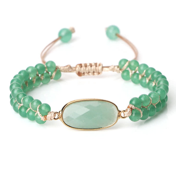 Bracelet tressé à double rangée de perles en pierre naturelle Olivenorma 