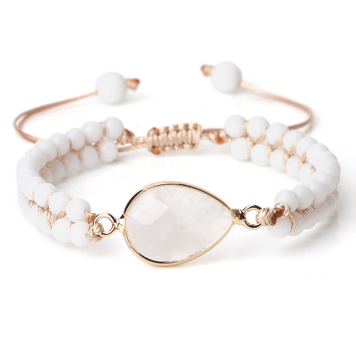 Bracelet tressé à double rangée de perles en pierre naturelle Olivenorma 