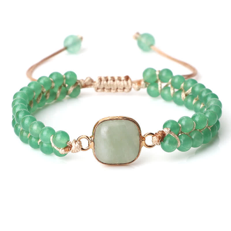 Bracelet tressé à double rangée de perles en pierre naturelle Olivenorma 