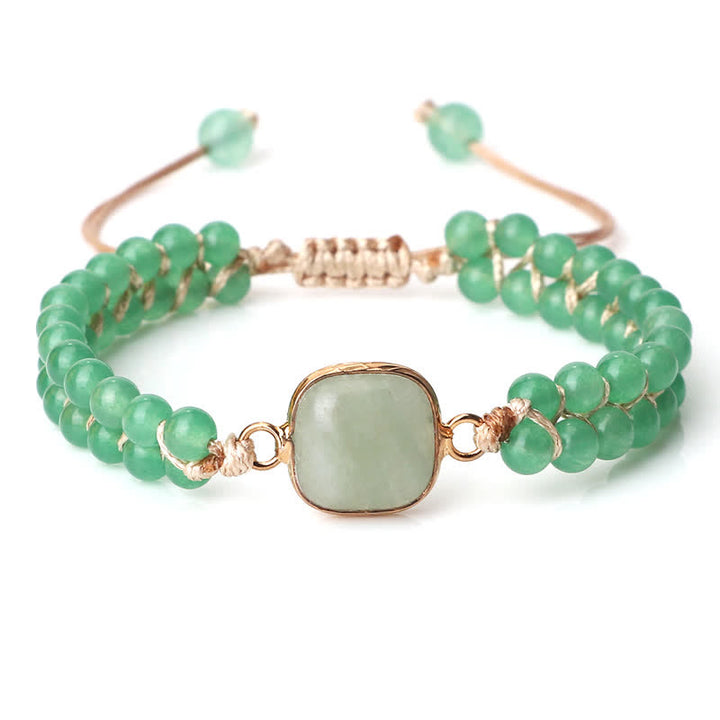 Bracelet tressé à double rangée de perles en pierre naturelle Olivenorma 