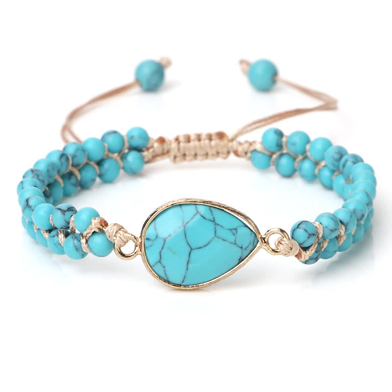 Bracelet tressé à double rangée de perles en pierre naturelle Olivenorma 