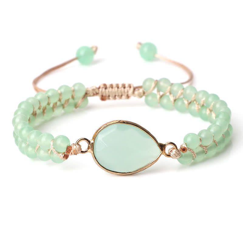 Bracelet tressé à double rangée de perles en pierre naturelle Olivenorma 