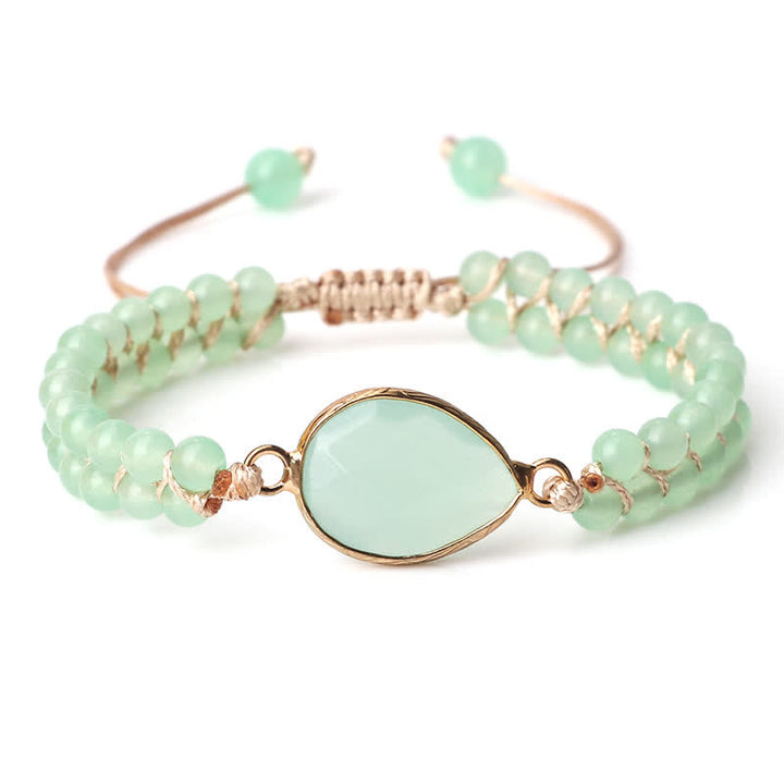 Bracelet tressé à double rangée de perles en pierre naturelle Olivenorma 