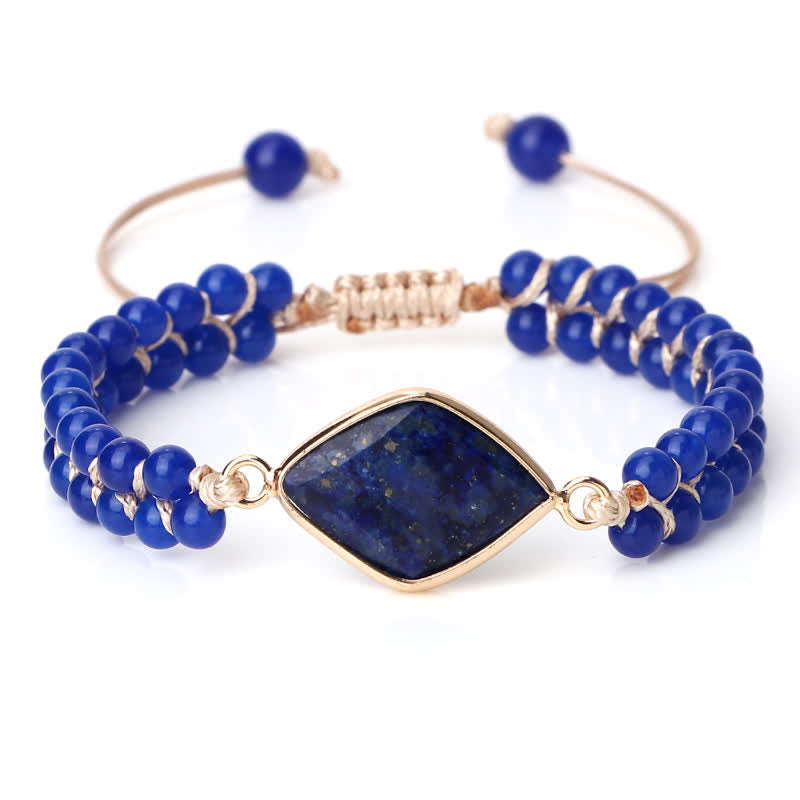 Bracelet tressé à double rangée de perles en pierre naturelle Olivenorma 