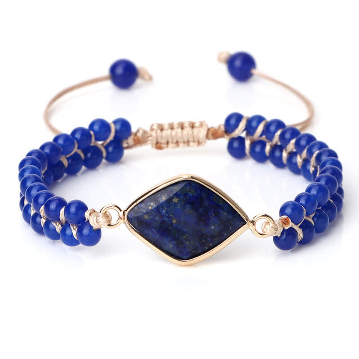 Bracelet tressé à double rangée de perles en pierre naturelle Olivenorma 