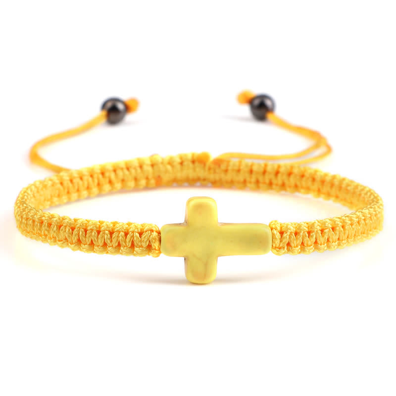 Bracelet tressé avec pendentif en croix turquoise Olivenorma