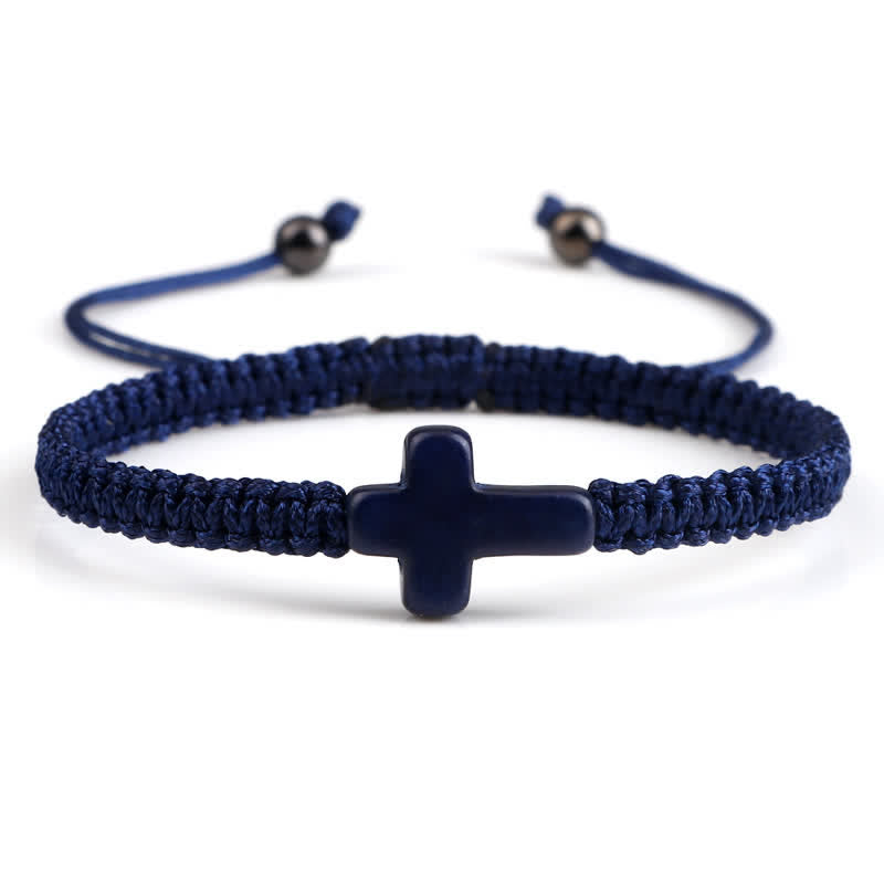 Bracelet tressé avec pendentif en croix turquoise Olivenorma