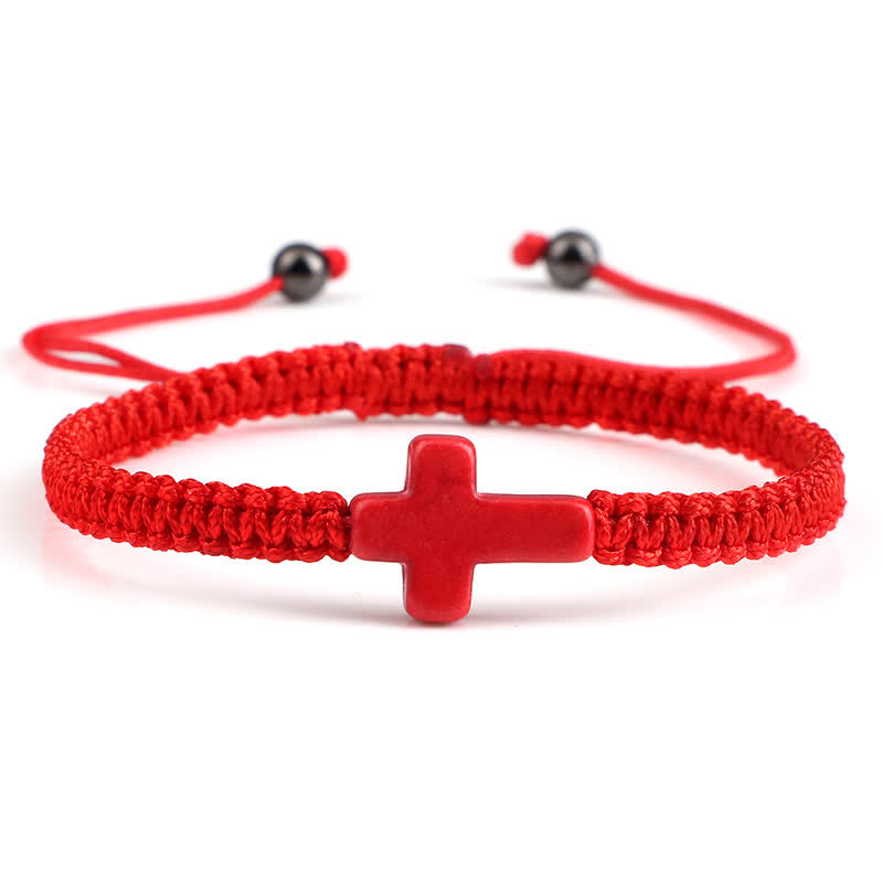 Bracelet tressé avec pendentif en croix turquoise Olivenorma