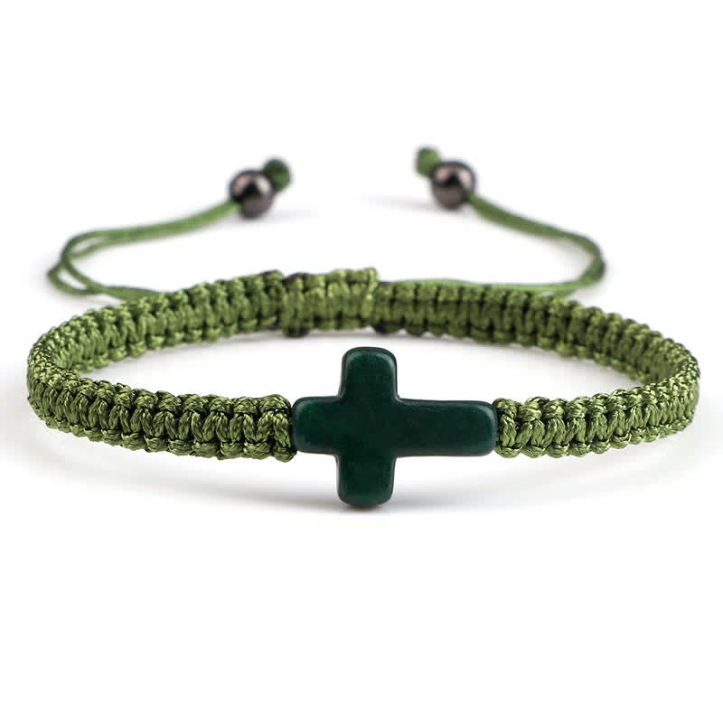 Bracelet tressé avec pendentif en croix turquoise Olivenorma