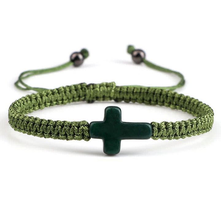 Bracelet tressé avec pendentif en croix turquoise Olivenorma