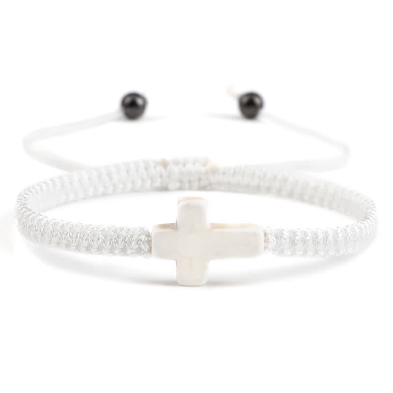 Bracelet tressé avec pendentif en croix turquoise Olivenorma