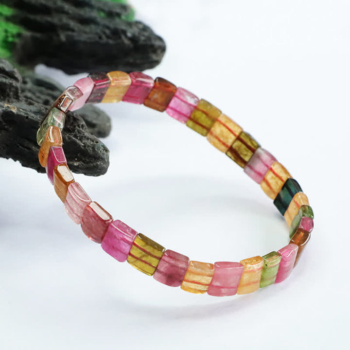 Bracelet de perles carrées en tourmaline naturelle Olivenorma