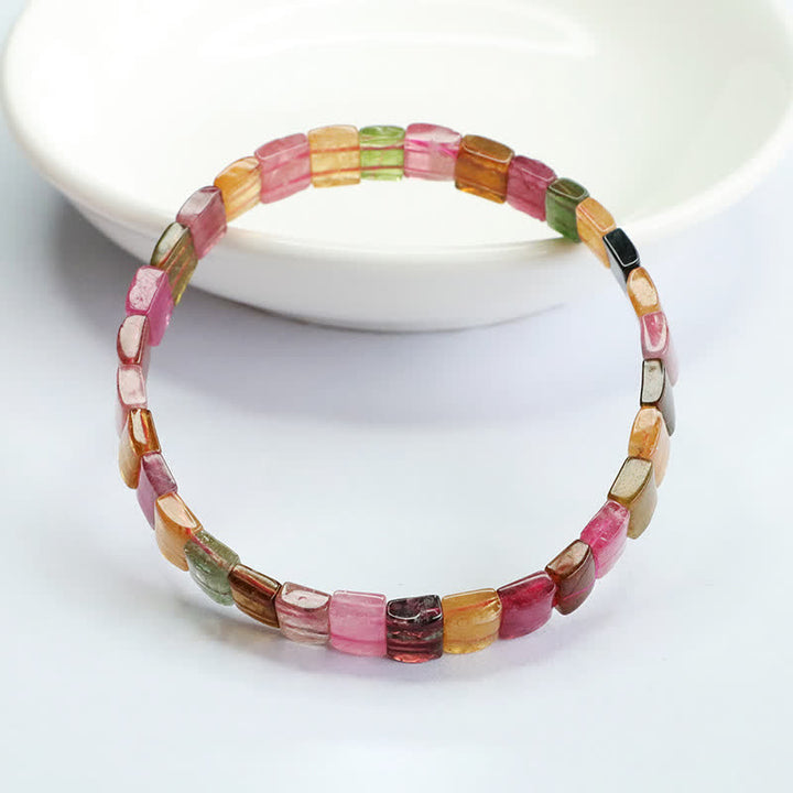 Bracelet de perles carrées en tourmaline naturelle Olivenorma