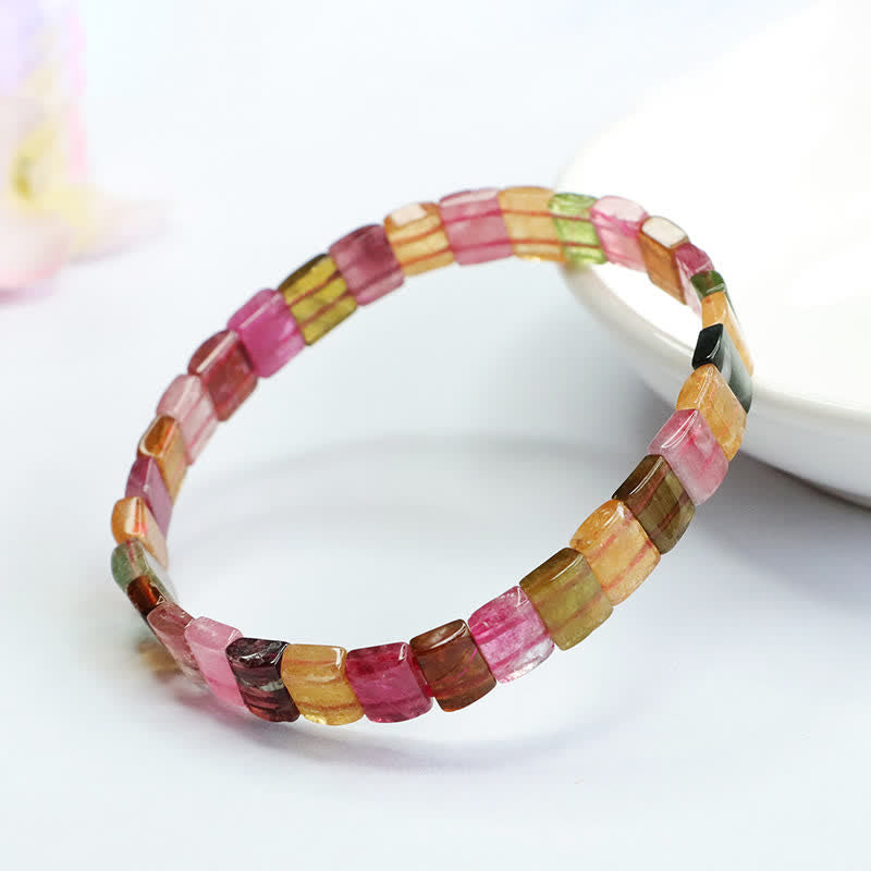 Bracelet de perles carrées en tourmaline naturelle Olivenorma