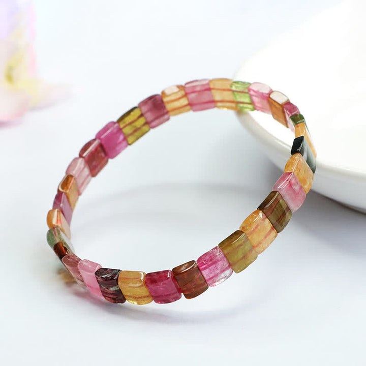 Bracelet de perles carrées en tourmaline naturelle Olivenorma