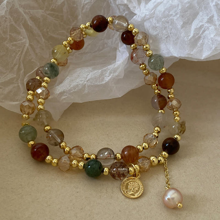 Bracelet double en perles d'eau douce en cristal naturel Olivenorma