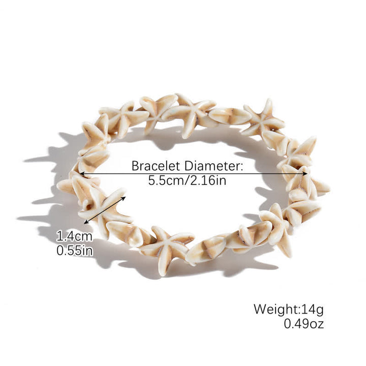 Bracelet de plage avec pendentif tortue étoile de mer turquoise blanche Olivenorma