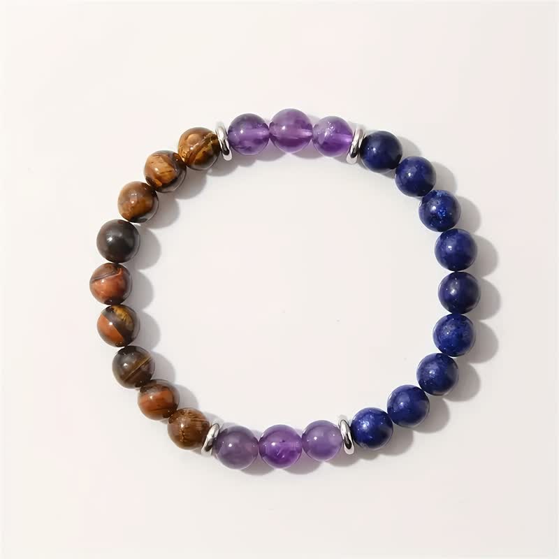 Bracelet de perles en améthyste, lapis-lazuli et œil de tigre Olivenorma 
