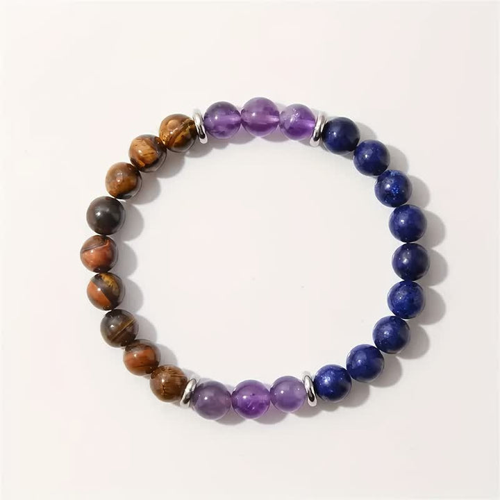 Bracelet de perles en améthyste, lapis-lazuli et œil de tigre Olivenorma 
