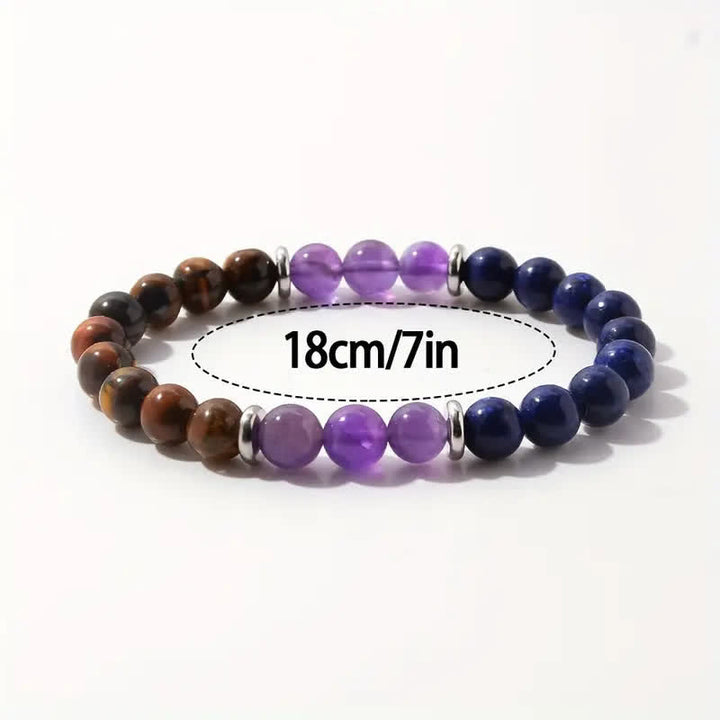 Bracelet de perles en améthyste, lapis-lazuli et œil de tigre Olivenorma 