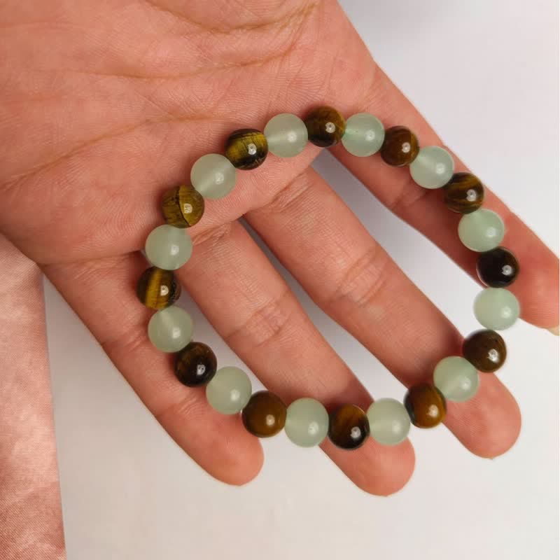 Bracelet Olivenorma en perles d'aventurine verte de œil tigre de 8 mm 