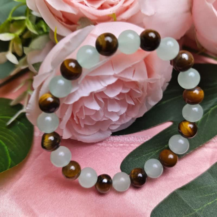 Bracelet Olivenorma en perles d'aventurine verte de œil tigre de 8 mm 