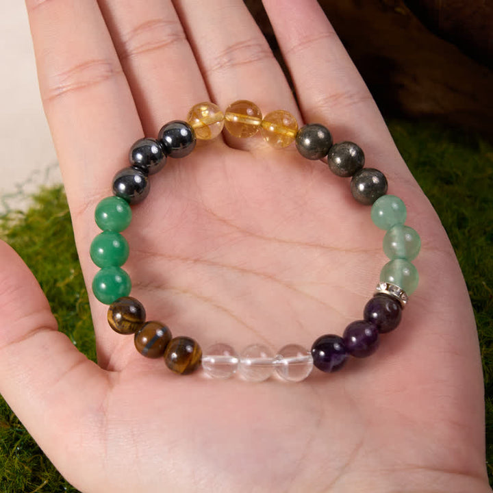 Bracelet Olivenorma en perles d'hématite, d'aventurine verte, d'améthyste et de citrine