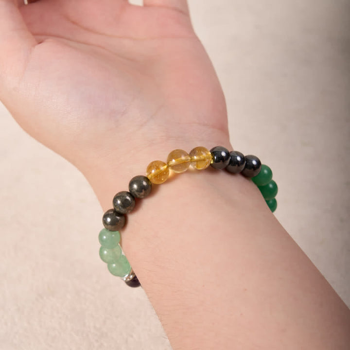 Bracelet Olivenorma en perles d'hématite, d'aventurine verte, d'améthyste et de citrine
